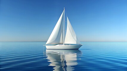 Obraz premium White sailboat on calm blue ocean under clear sky