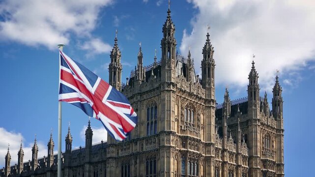 British Government Houses Of Parliament On Sunny Day

