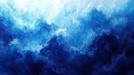 Fototapeta premium Dynamic Abstract Blue and White Swirling Liquid Art with Gradient Depth and Ethereal Textures, Resembling Ocean Waves or Cosmic Flow