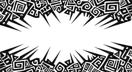 Obraz premium Abstract black and white tribal design frame for invitations, posters, and creative projects