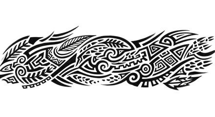 Dynamic tribal tattoo design elements creating an intricate and bold black and white pattern