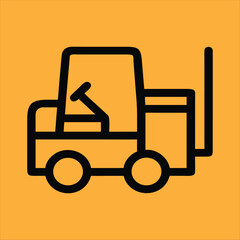 Forklift Truck Icon on Orange Background