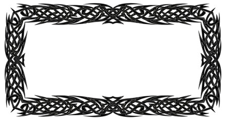 Intricate black tribal knot border design, perfect for adding bold elegance to invitations and certificates