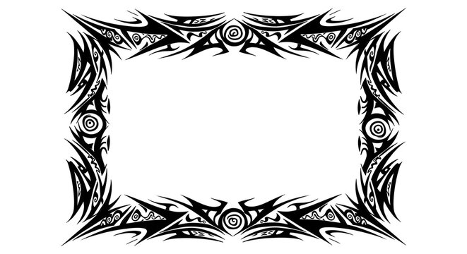 Bold tribal border design frames your content with edgy, dynamic style