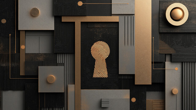 Abstract Geometric Keyhole with Fingerprint Pattern