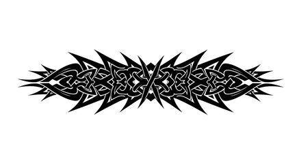 Dynamic tribal tattoo design with sharp, edgy lines and intricate patterns, perfect for body art