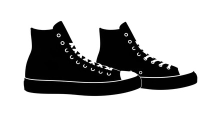 Silhouette illustration of black sneakers with a simple design, perfect for fashion and casual style.