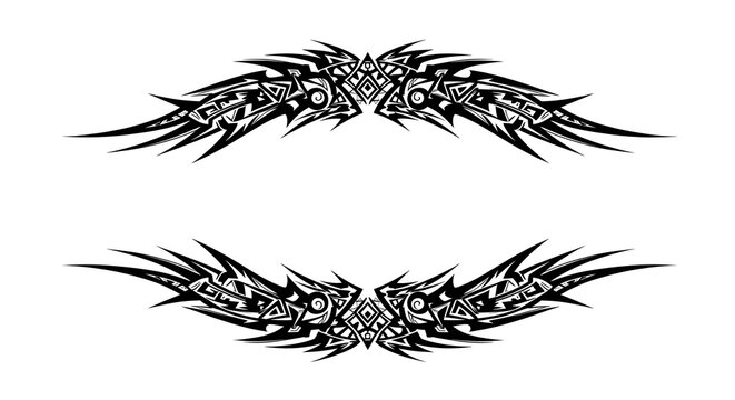 Dynamic tribal wing designs for custom decals or body art projects