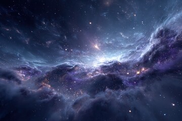 Fototapeta premium Ethereal Nebula Cloudscape - Cosmic Dust and Stellar Light in Deep Space.