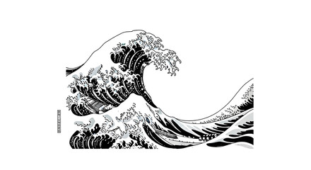 Dramatic Japanese wave art captures powerful ocean energy and traditional artistic style for modern design