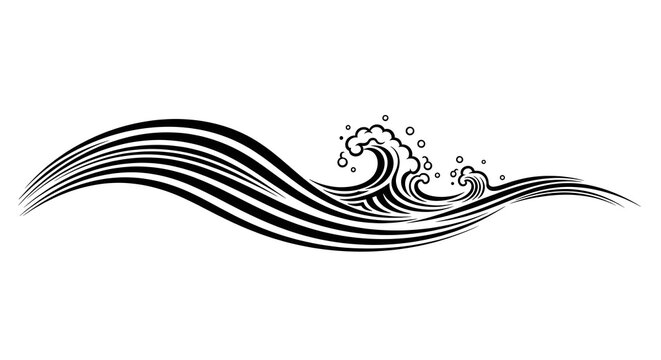 Dynamic black and white wave design evokes power and motion, perfect for branding and aquatic themes