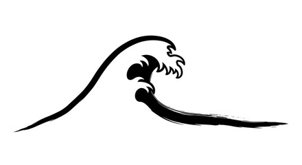 Dynamic black ink wave crashes with powerful energy, evoking nature's raw force and motion