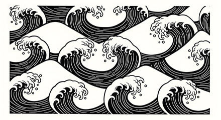Dynamic black and white wave pattern offers a bold, artistic statement for modern design projects