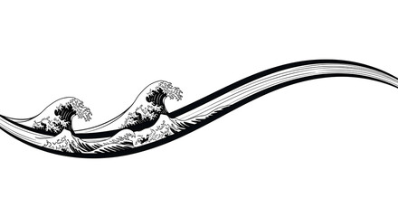 Dynamic black and white wave art with flowing lines evokes power and motion