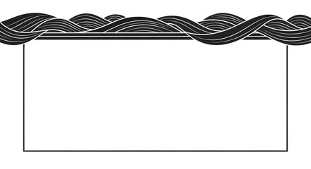 Elegant black wave border frames blank space for modern design projects and creative invitations