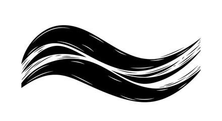 Dynamic black brush strokes create flowing abstract wave pattern for modern design backgrounds