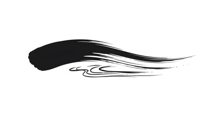 Dynamic black ink brush stroke with flowing water element for elegant artistic backgrounds