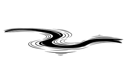 Dynamic black brush stroke flow creating abstract motion and energy on white background