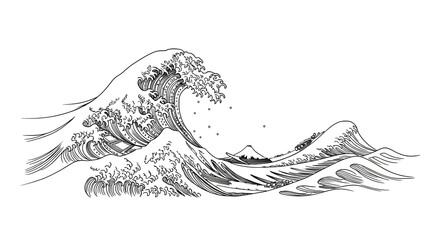 Dynamic Japanese wave art captures Mount Fuji and boats in a powerful ocean scene