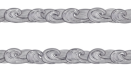 Stylized ocean waves create a dynamic border, perfect for nautical themes or coastal designs.