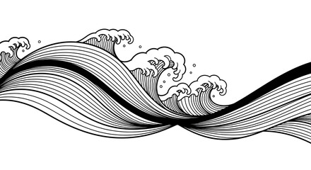 Dynamic black and white wave pattern evokes power and natural beauty for design projects