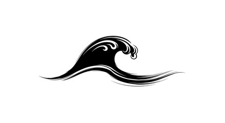 Dynamic black wave graphic representing power, motion, and the ocean's energy