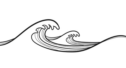 Dynamic black and white wave design captures ocean's power and movement