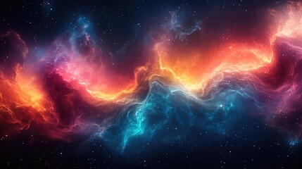 Vibrant Cosmic Nebula with Swirling Gas, Dust, and Distant Stars in a Colorful Galactic Cloud