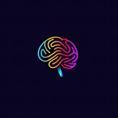 A vibrant, stylized illustration of a brain, rendered in a spectrum of colors on a dark background.  The lines are smooth and the overall aesthetic is modern and clean