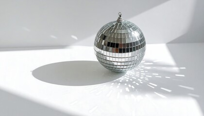 Silver disco ball on white surface