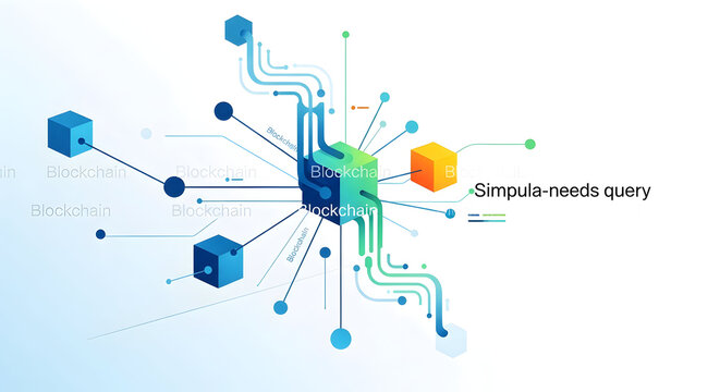 Dynamic abstract blockchain network connecting digital blocks and data streams for innovative technology concepts. - Powered by Adobe