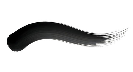 Elegant black brush stroke flowing like a wave across a clean white background