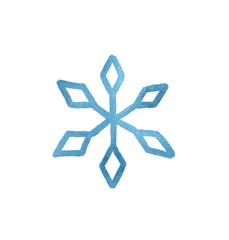 A snowflake painted by hand with blue metallic paint. A decorative snowflake made of blue foil...