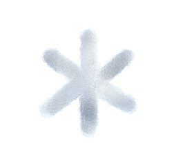 A snowflake painted by hand with silver metallic paint. A decorative snowflake made of silver foil..