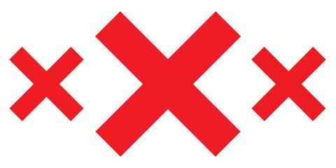 Red x icon. Bold red cross symbol on white background. Medical and emergency icon vector flat illustration design.