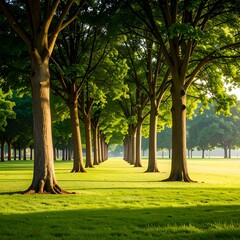 Row of trees in a park
