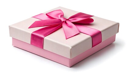 Obraz premium Pink gift box with ribbon bow for celebration and holiday present