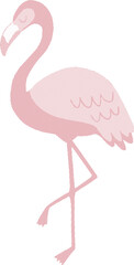 Vector art of pink flamingo standing on one leg, composed of small dots