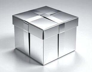 Silver gift box, polished, studio shot