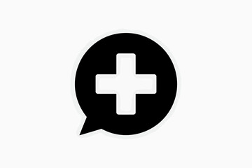 Obraz premium Modern healthcare communication icon symbol medical plus sign in speech bubble vector