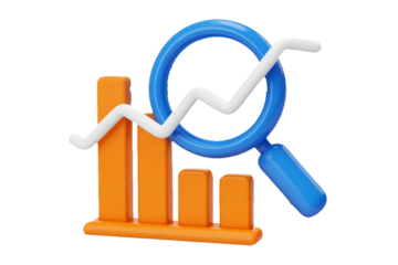 business graph and magnifying glass 3d render icon 3d Vector icon