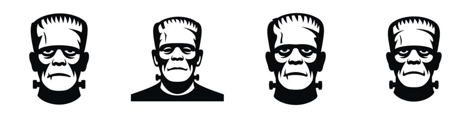 Frankenstein Monster Halloween Vector Set – Spooky Creature Silhouettes for Horror Illustrations, Haunted House Decor, Posters, Stickers, Party Invitations, Costumes, and Scary Gothic Designs