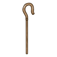 Exploring the use of a shepherd's crook for herding livestock in rural settings illustration nature. Vector illustration