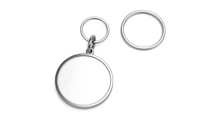 Silver keyrings, blank, round, metal