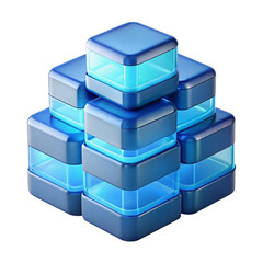 3D Illustrative visual representation of interconnected data blocks forming a structured digital database archive or cloud storage system emphasizing data security and technological advancement