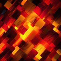 Fiery Abstract Geometric Mosaic with Warm, Glowing Light and Deep Red Hues.