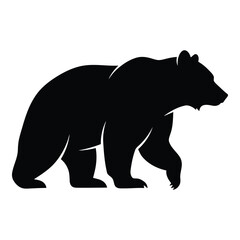 A striking black bear form powerfully presented in dark silhouette