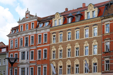 Fototapeta premium Löbau, Große historische Kreisstadt in der Oberlausitz, Sachsen. Altstadtszene