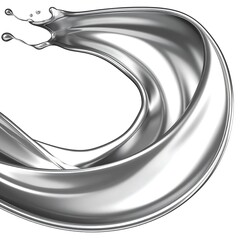 Silver liquid splash, smooth curves