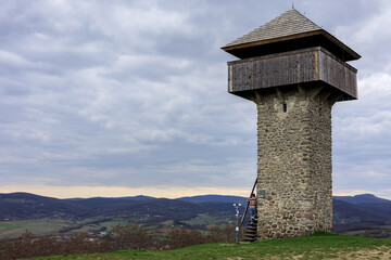 The oldest watchtower in Slovakia after reconstruction above the town of Krupina, called Vartovka, served against the Turks and Ottomans